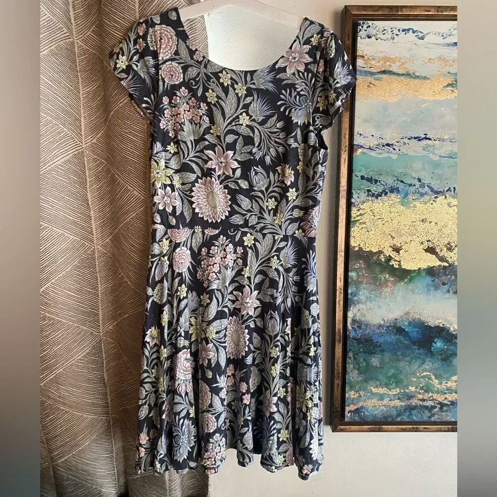LOFT Womens Floral Sleeveless Jersey Knit Stretch Multicolor Dress Sz Small